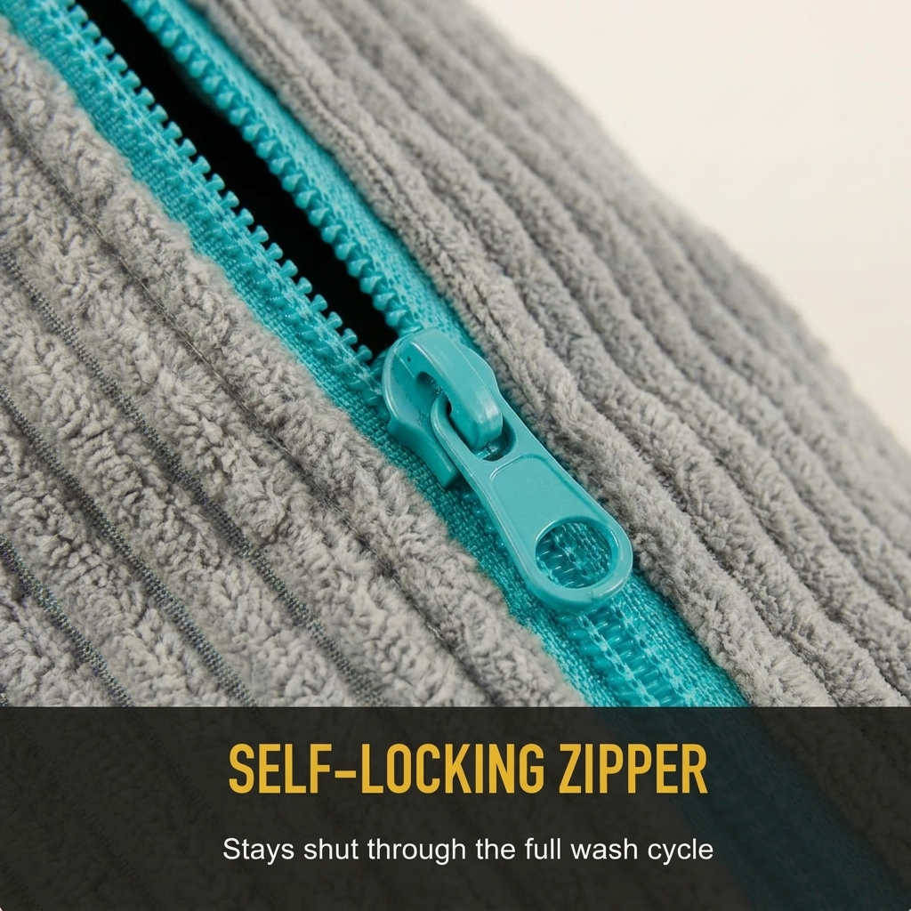 [Gray] Seraveo self-locking zipper infographic