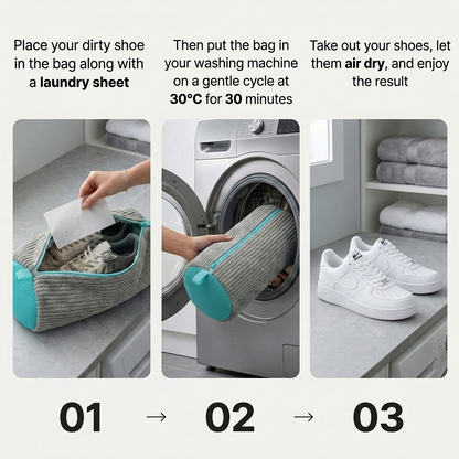 [Gray] How to use Seraveo shoe wash bag - 3 step guide