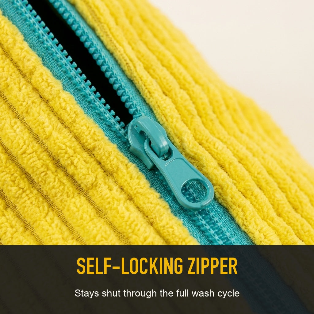 [Yellow] Seraveo self-locking zipper infographic